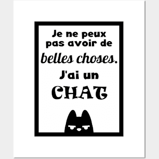 fun cat quote in french Posters and Art